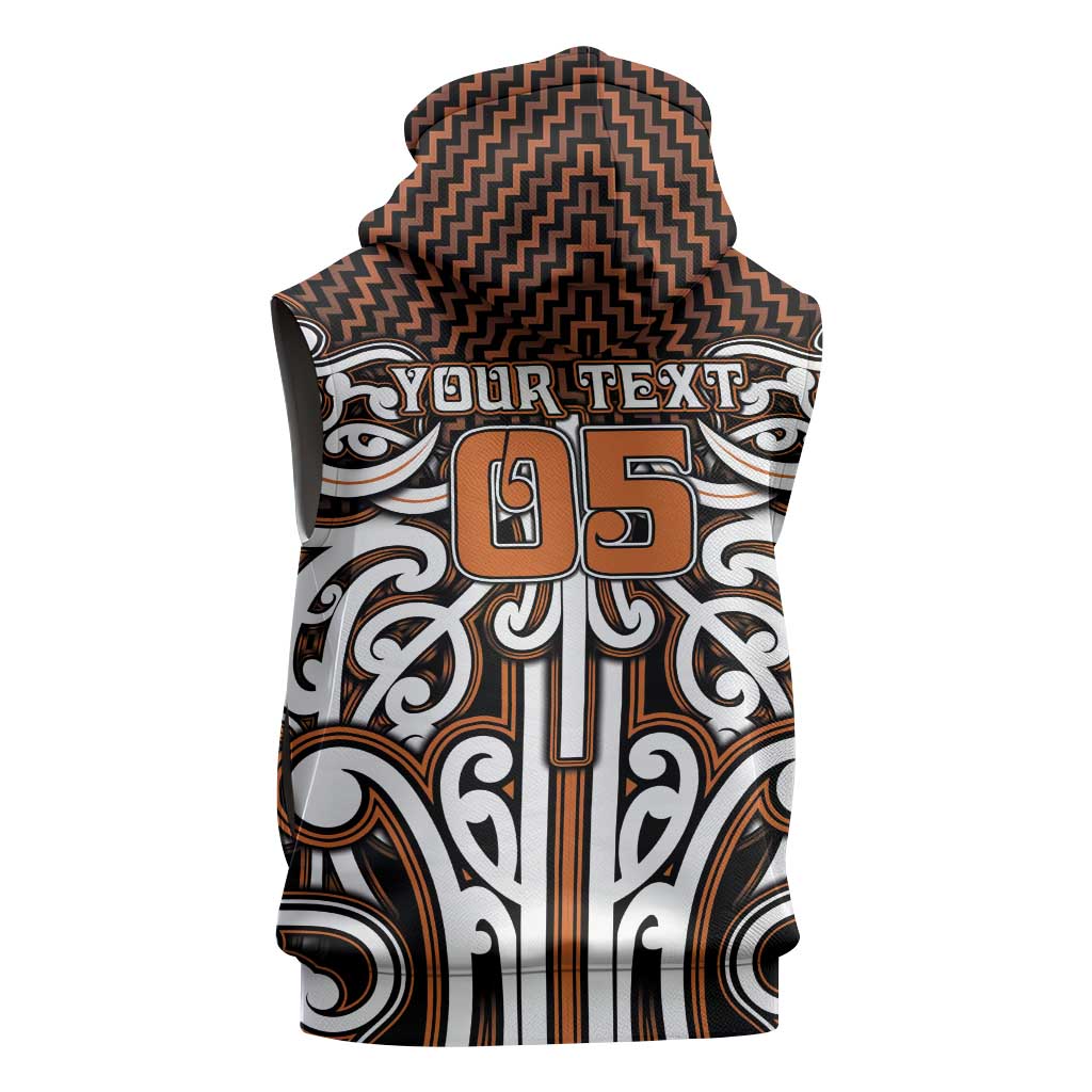 Custom Aotearoa Waikato Sleeveless Hoodie Maori Tribal Pattern Mix Poutama