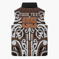 Custom Aotearoa Waikato Sleeveless Puffer Jacket Maori Tribal Pattern Mix Poutama
