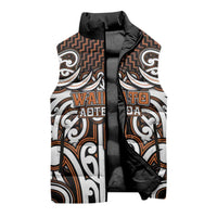 Custom Aotearoa Waikato Sleeveless Puffer Jacket Maori Tribal Pattern Mix Poutama