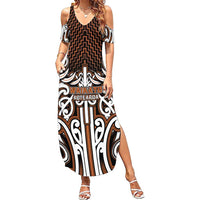 Custom Aotearoa Waikato Summer Maxi Dress Maori Tribal Pattern Mix Poutama