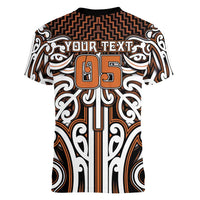Custom Aotearoa Waikato Women V-Neck T-Shirt Maori Tribal Pattern Mix Poutama LT05 - Polynesian Pride