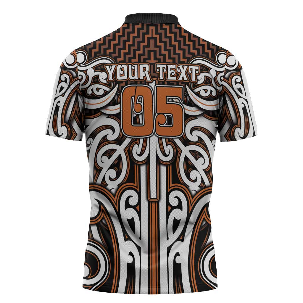 Custom Aotearoa Waikato Zipper Polo Shirt Maori Tribal Pattern Mix Poutama LT05 - Polynesian Pride