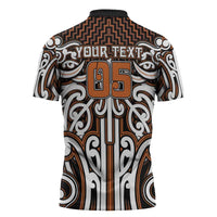 Custom Aotearoa Waikato Zipper Polo Shirt Maori Tribal Pattern Mix Poutama LT05 - Polynesian Pride