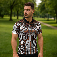 Custom Aotearoa Waikato Zipper Polo Shirt Maori Tribal Pattern Mix Poutama LT05 - Polynesian Pride