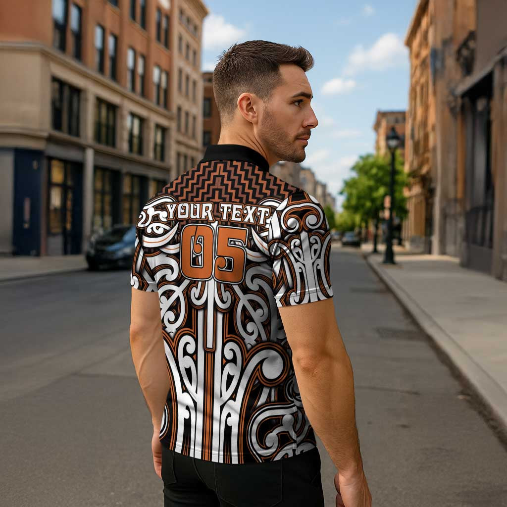 Custom Aotearoa Waikato Zipper Polo Shirt Maori Tribal Pattern Mix Poutama LT05 - Polynesian Pride