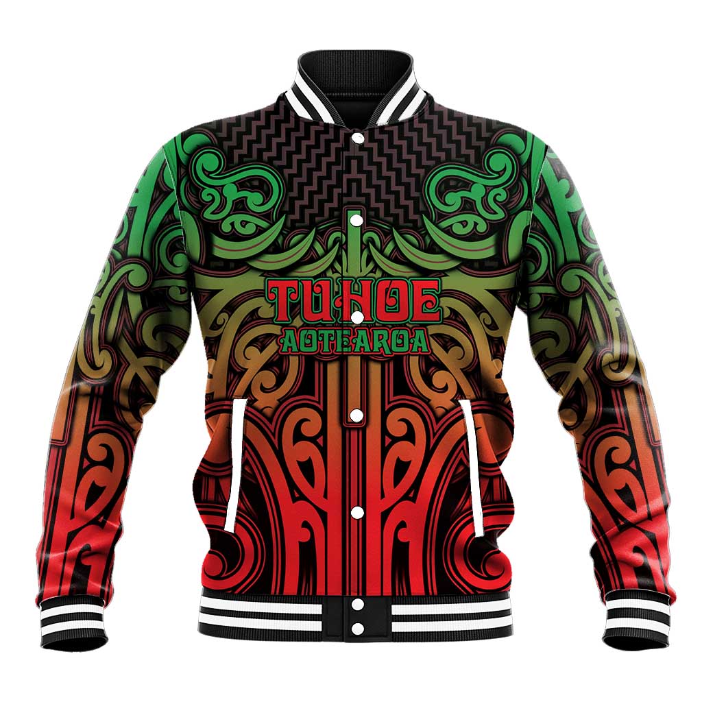 Custom Aotearoa Tuhoe Baseball Jacket Maori Tribal Pattern Mix Poutama LT05 Unisex Black - Polynesian Pride