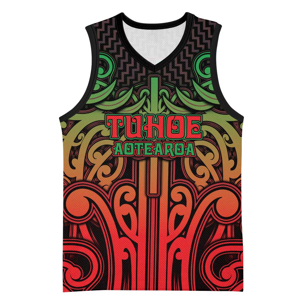 Custom Aotearoa Tuhoe Basketball Jersey Maori Tribal Pattern Mix Poutama