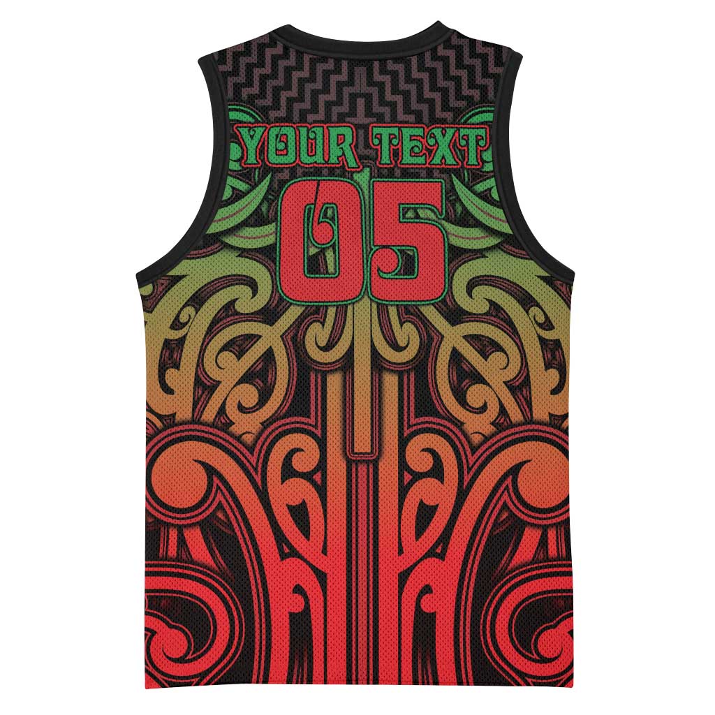 Custom Aotearoa Tuhoe Basketball Jersey Maori Tribal Pattern Mix Poutama