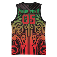 Custom Aotearoa Tuhoe Basketball Jersey Maori Tribal Pattern Mix Poutama