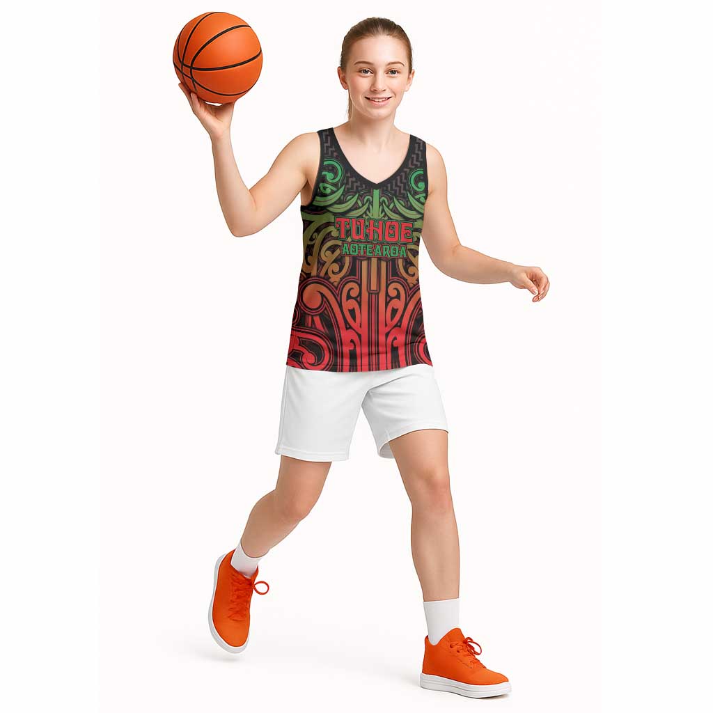Custom Aotearoa Tuhoe Basketball Jersey Maori Tribal Pattern Mix Poutama