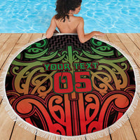 Custom Aotearoa Tuhoe Beach Blanket Maori Tribal Pattern Mix Poutama