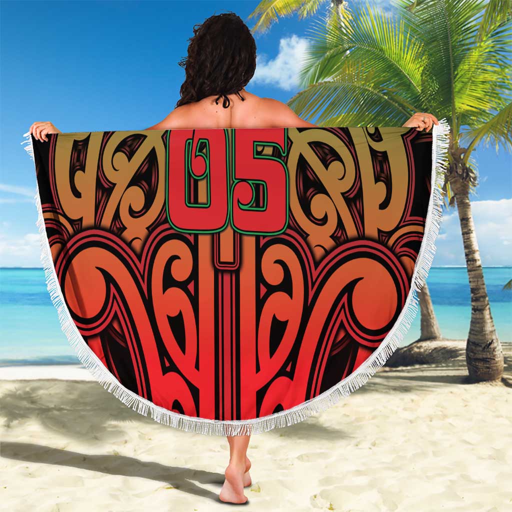 Custom Aotearoa Tuhoe Beach Blanket Maori Tribal Pattern Mix Poutama