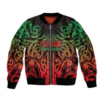 Custom Aotearoa Tuhoe Bomber Jacket Maori Tribal Pattern Mix Poutama