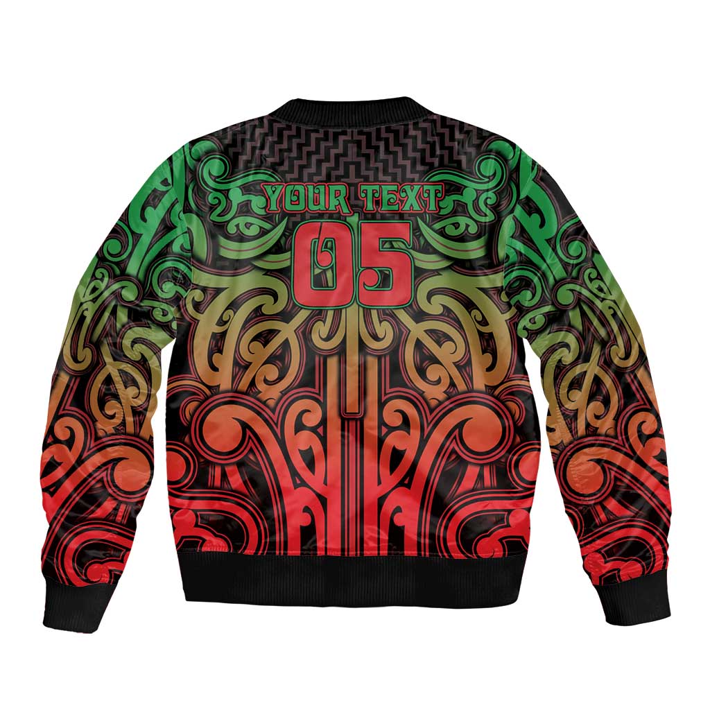 Custom Aotearoa Tuhoe Bomber Jacket Maori Tribal Pattern Mix Poutama
