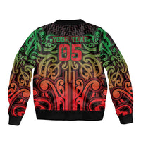 Custom Aotearoa Tuhoe Bomber Jacket Maori Tribal Pattern Mix Poutama