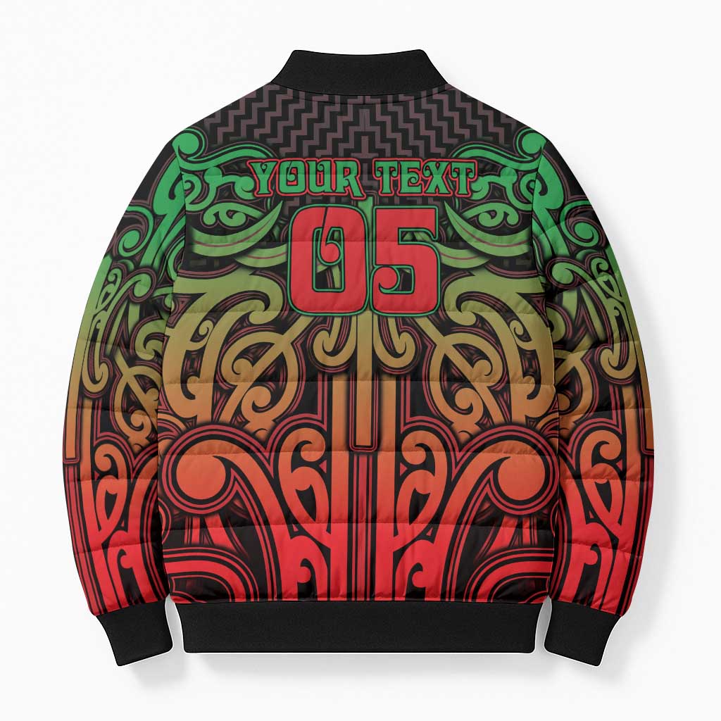 Custom Aotearoa Tuhoe Bomber Puffer Jacket Maori Tribal Pattern Mix Poutama LT05 - Polynesian Pride