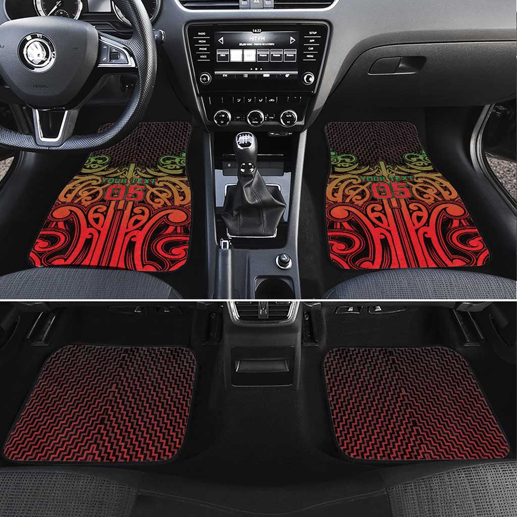 Custom Aotearoa Tuhoe Car Mats Maori Tribal Pattern Mix Poutama LT05 Set 4pcs Black - Polynesian Pride