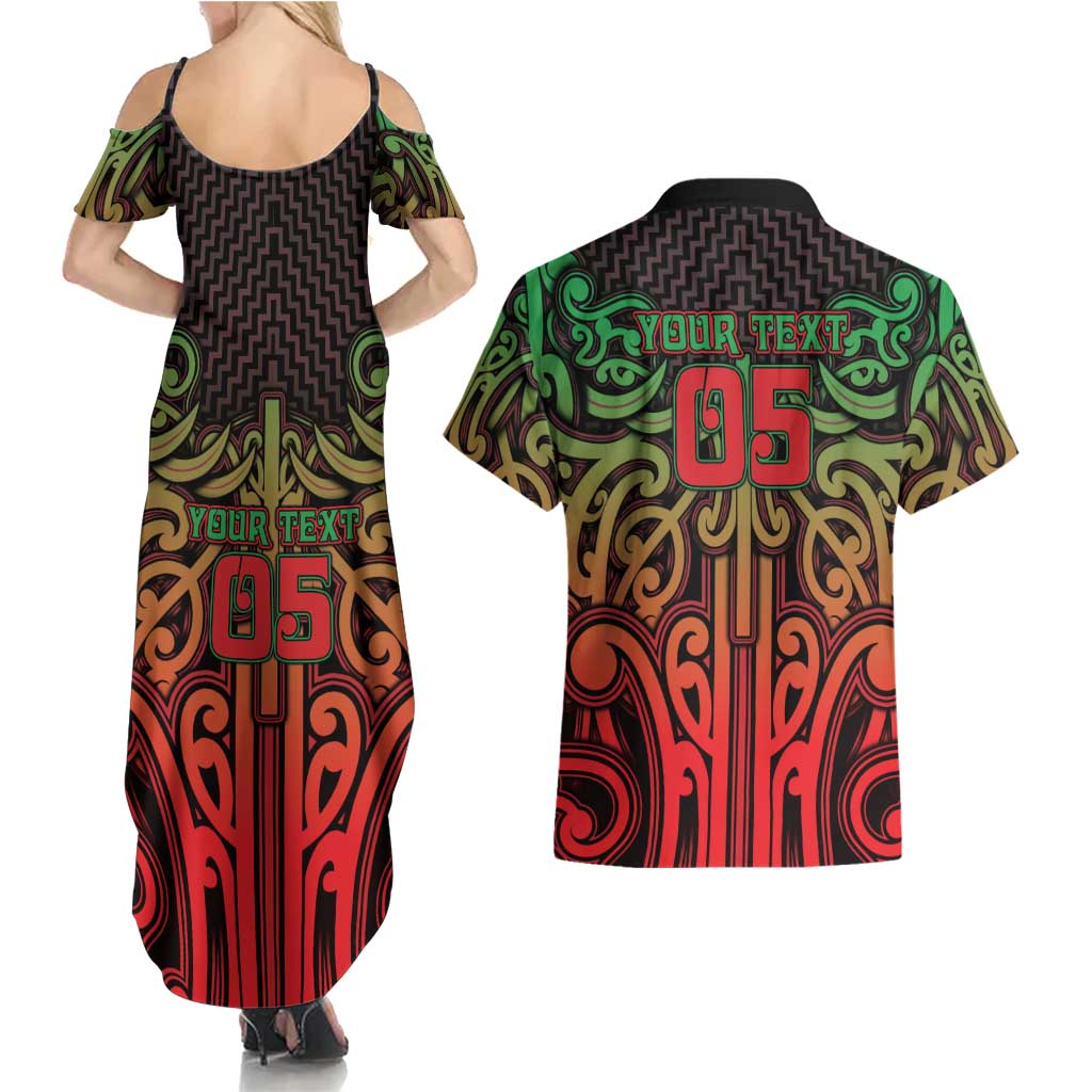 Custom Aotearoa Tuhoe Couples Matching Summer Maxi Dress and Hawaiian Shirt Maori Tribal Pattern Mix Poutama LT05 - Polynesian Pride
