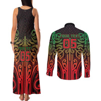 Custom Aotearoa Tuhoe Couples Matching Tank Maxi Dress and Long Sleeve Button Shirt Maori Tribal Pattern Mix Poutama LT05 - Polynesian Pride
