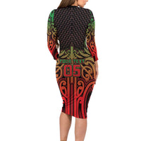 Custom Aotearoa Tuhoe Family Matching Long Sleeve Bodycon Dress and Hawaiian Shirt Maori Tribal Pattern Mix Poutama
