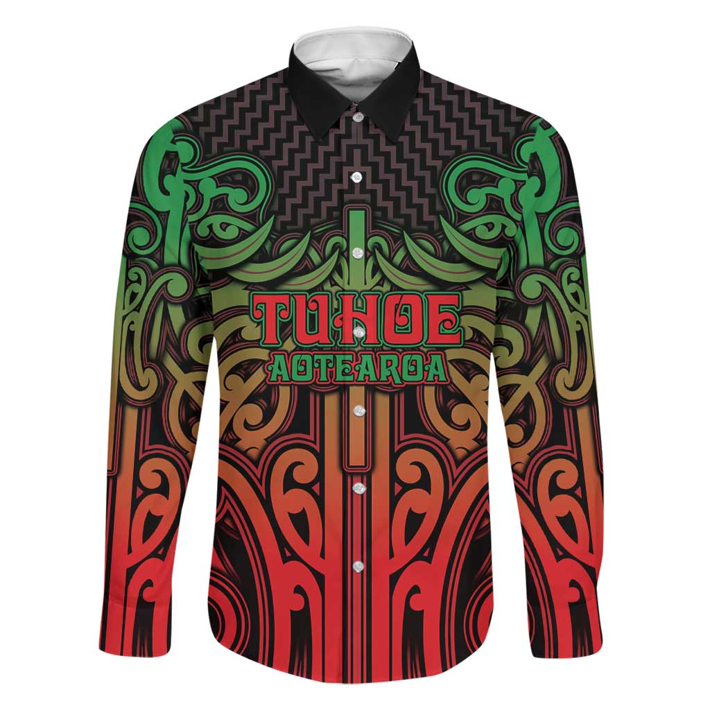 Custom Aotearoa Tuhoe Family Matching Off The Shoulder Long Sleeve Dress and Hawaiian Shirt Maori Tribal Pattern Mix Poutama