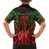 Custom Aotearoa Tuhoe Family Matching Off Shoulder Maxi Dress and Hawaiian Shirt Maori Tribal Pattern Mix Poutama