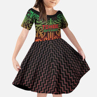 Custom Aotearoa Tuhoe Family Matching Short Sleeve Bodycon Dress and Hawaiian Shirt Maori Tribal Pattern Mix Poutama
