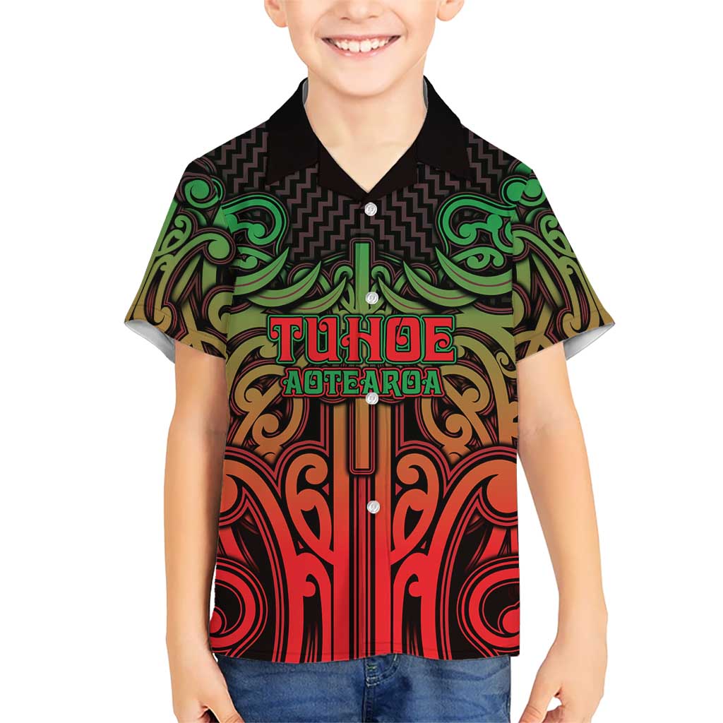 Custom Aotearoa Tuhoe Family Matching Short Sleeve Bodycon Dress and Hawaiian Shirt Maori Tribal Pattern Mix Poutama