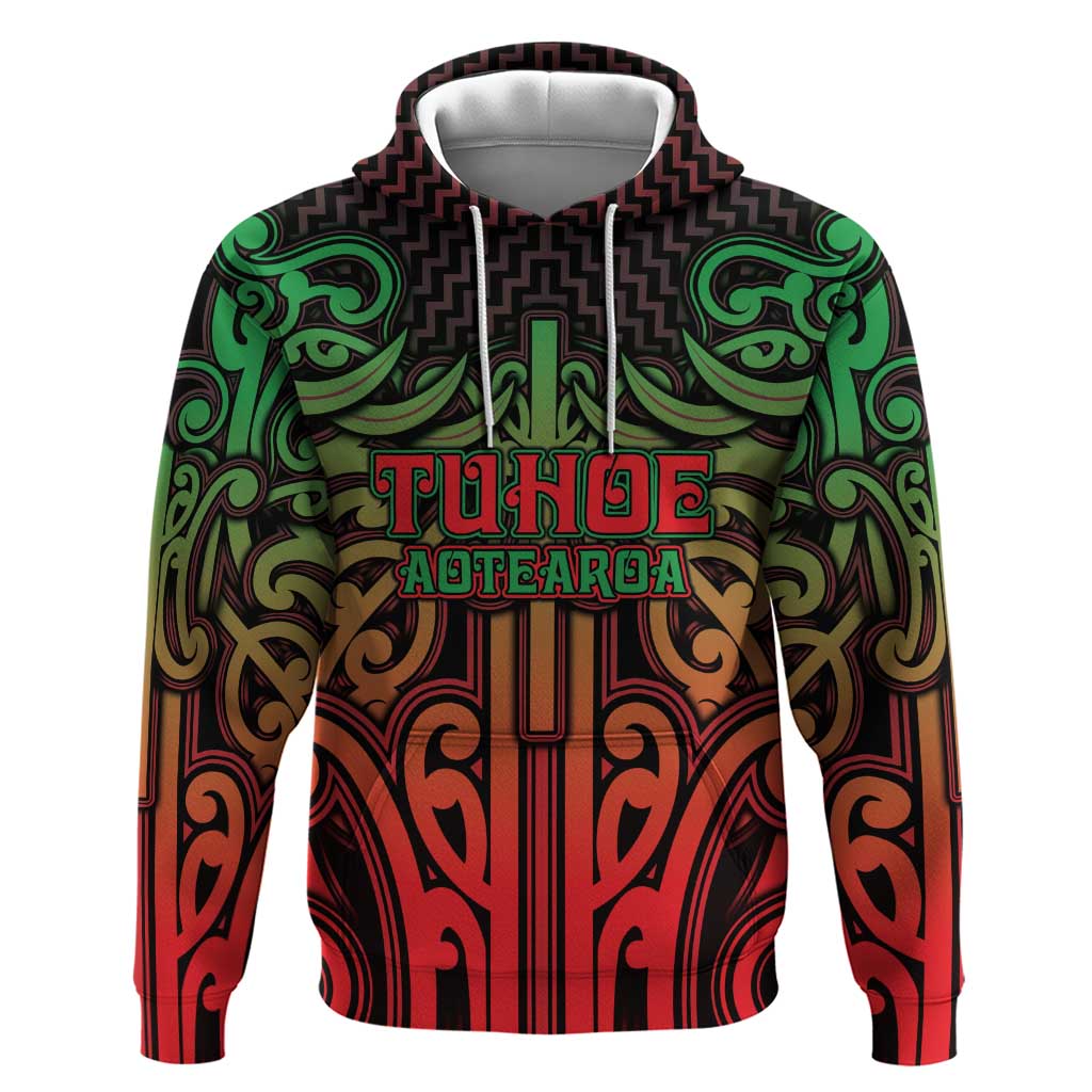 Custom Aotearoa Tuhoe Hoodie Maori Tribal Pattern Mix Poutama