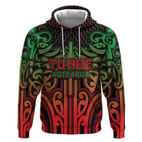 Custom Aotearoa Tuhoe Hoodie Maori Tribal Pattern Mix Poutama