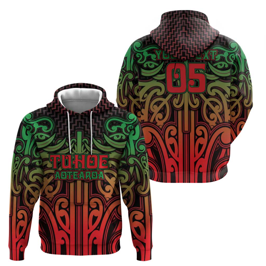 Custom Aotearoa Tuhoe Hoodie Maori Tribal Pattern Mix Poutama