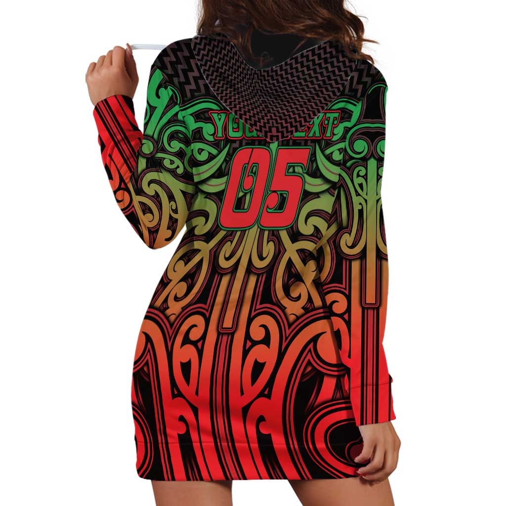 Custom Aotearoa Tuhoe Hoodie Dress Maori Tribal Pattern Mix Poutama