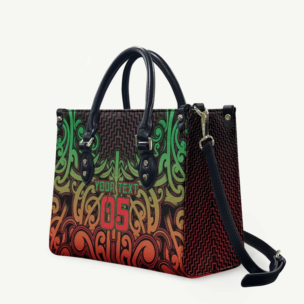 Custom Aotearoa Tuhoe Leather Bag Maori Tribal Pattern Mix Poutama LT05 Black - Polynesian Pride