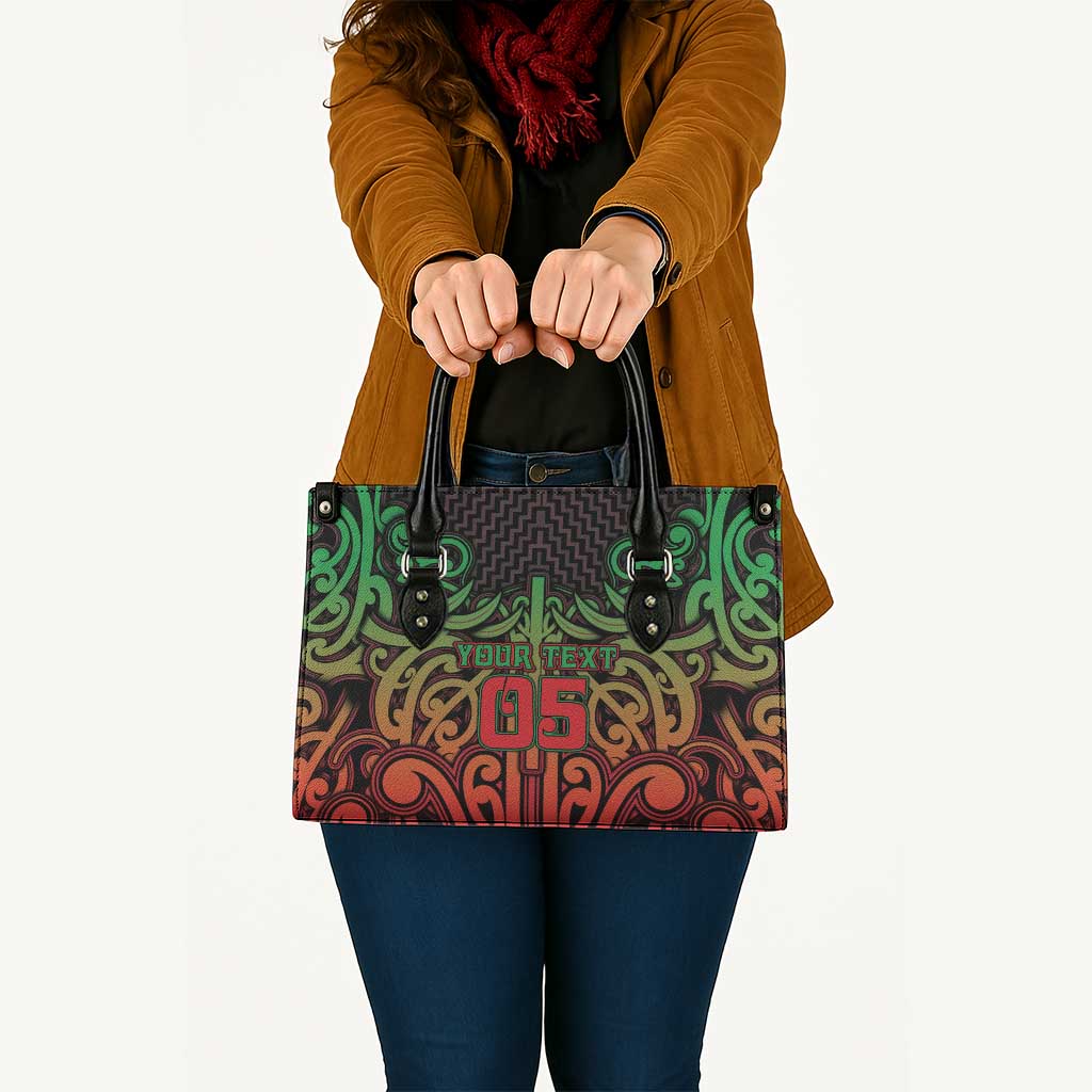 Custom Aotearoa Tuhoe Leather Bag Maori Tribal Pattern Mix Poutama LT05 - Polynesian Pride