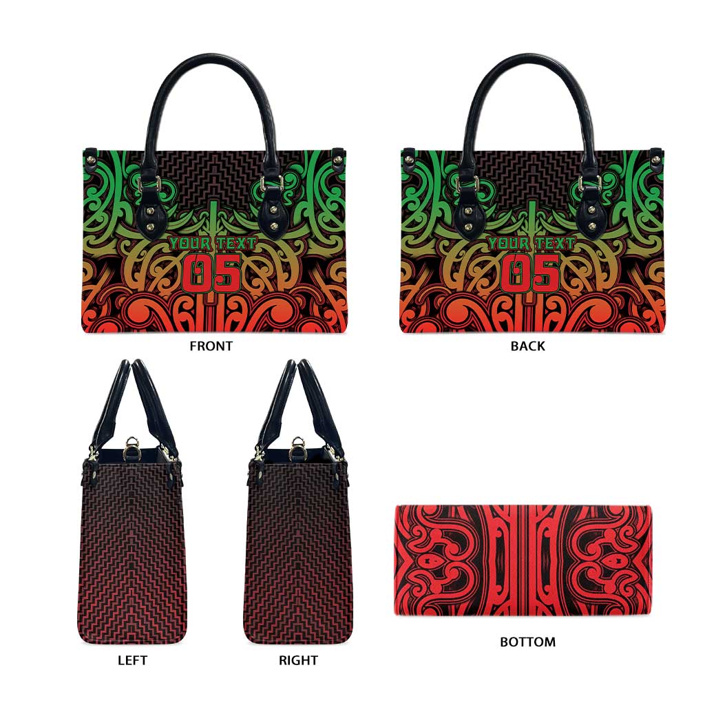 Custom Aotearoa Tuhoe Leather Bag Maori Tribal Pattern Mix Poutama LT05 - Polynesian Pride