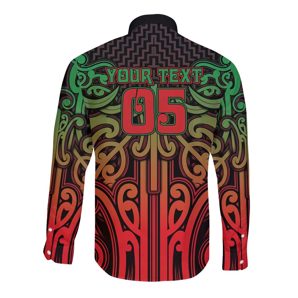 Custom Aotearoa Tuhoe Long Sleeve Button Shirt Maori Tribal Pattern Mix Poutama
