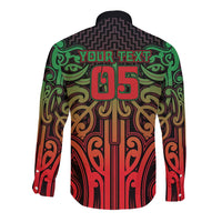 Custom Aotearoa Tuhoe Long Sleeve Button Shirt Maori Tribal Pattern Mix Poutama