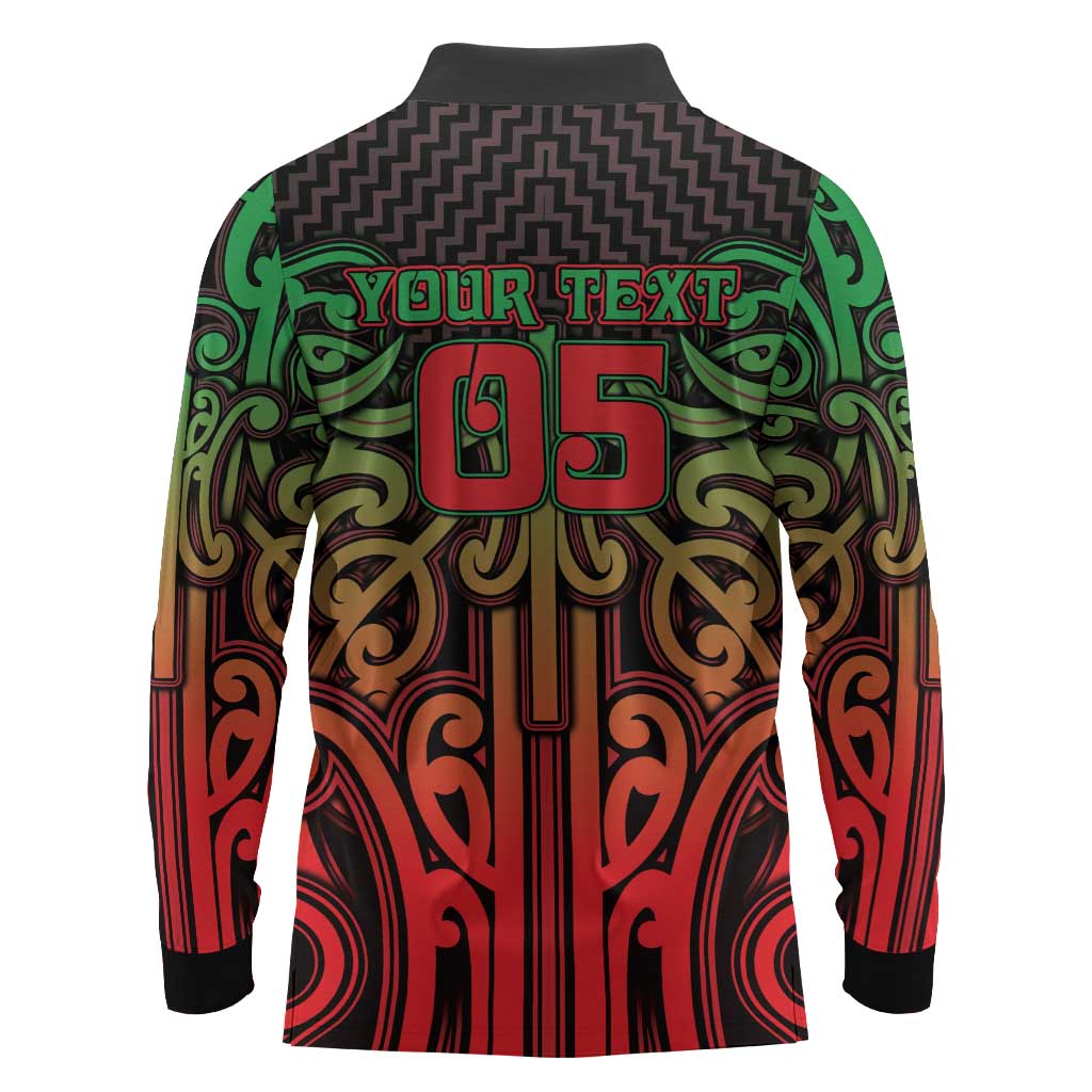 Custom Aotearoa Tuhoe Long Sleeve Polo Shirt Maori Tribal Pattern Mix Poutama