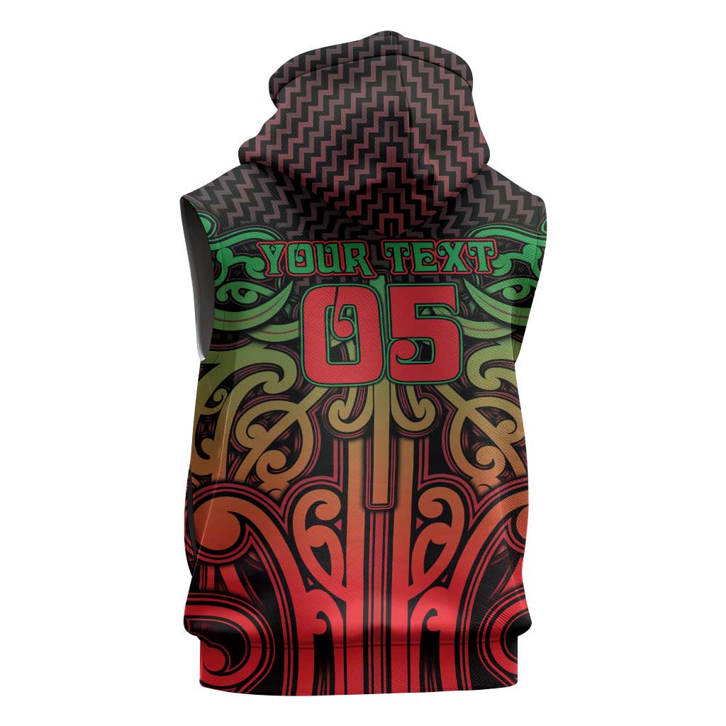 Custom Aotearoa Tuhoe Sleeveless Hoodie Maori Tribal Pattern Mix Poutama