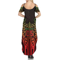 Custom Aotearoa Tuhoe Summer Maxi Dress Maori Tribal Pattern Mix Poutama