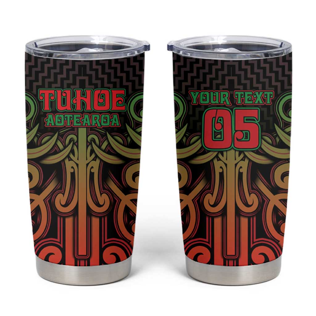 Custom Aotearoa Tuhoe Tumbler Cup Maori Tribal Pattern Mix Poutama LT05 Black - Polynesian Pride