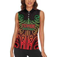 Custom Aotearoa Tuhoe Women Sleeveless Polo Shirt Maori Tribal Pattern Mix Poutama
