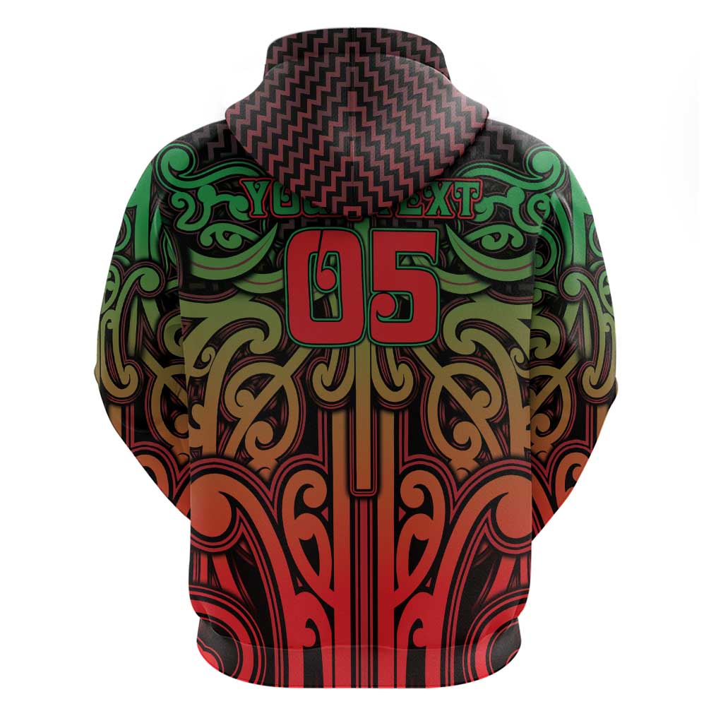 Custom Aotearoa Tuhoe Zip Hoodie Maori Tribal Pattern Mix Poutama