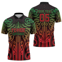 Custom Aotearoa Tuhoe Zipper Polo Shirt Maori Tribal Pattern Mix Poutama