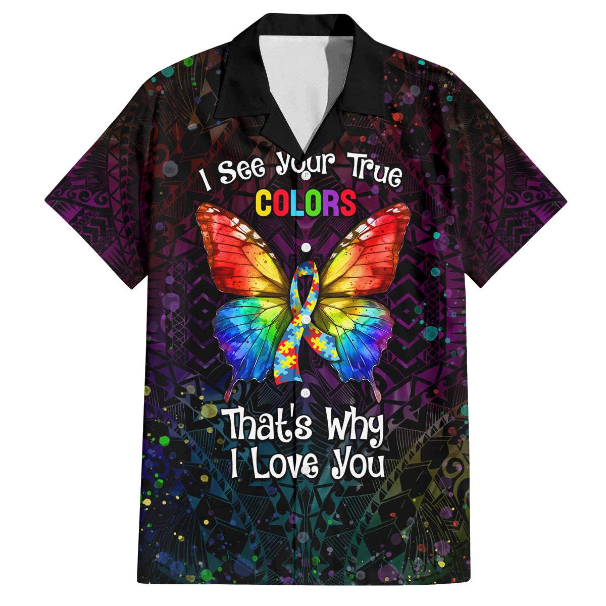 I See Your True Colors Personalised Family Matching Puletasi and Hawaiian Shirt Autism Awareness