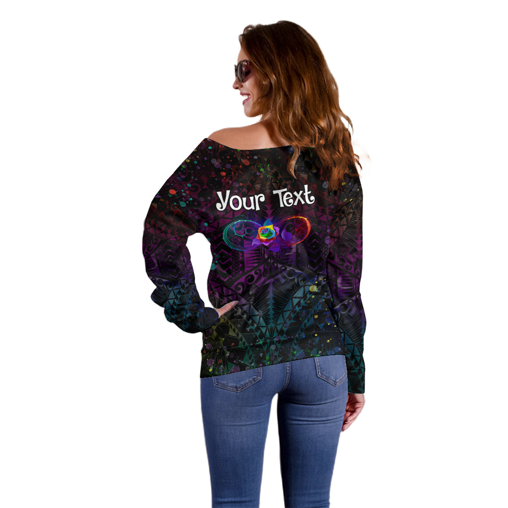 I See Your True Colors Personalised Off Shoulder Sweater Autism Awareness