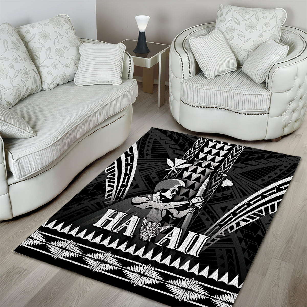 Hawaii Happy King Kamehameha Day Area Rug Kakau Pattern