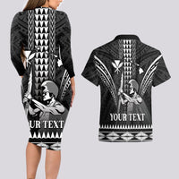 Personalised Hawaii Happy King Kamehameha Day Couples Matching Long Sleeve Bodycon Dress and Hawaiian Shirt Kakau Pattern