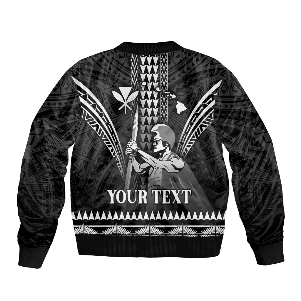 Personalised Hawaii Happy King Kamehameha Day Sleeve Zip Bomber Jacket Kakau Pattern