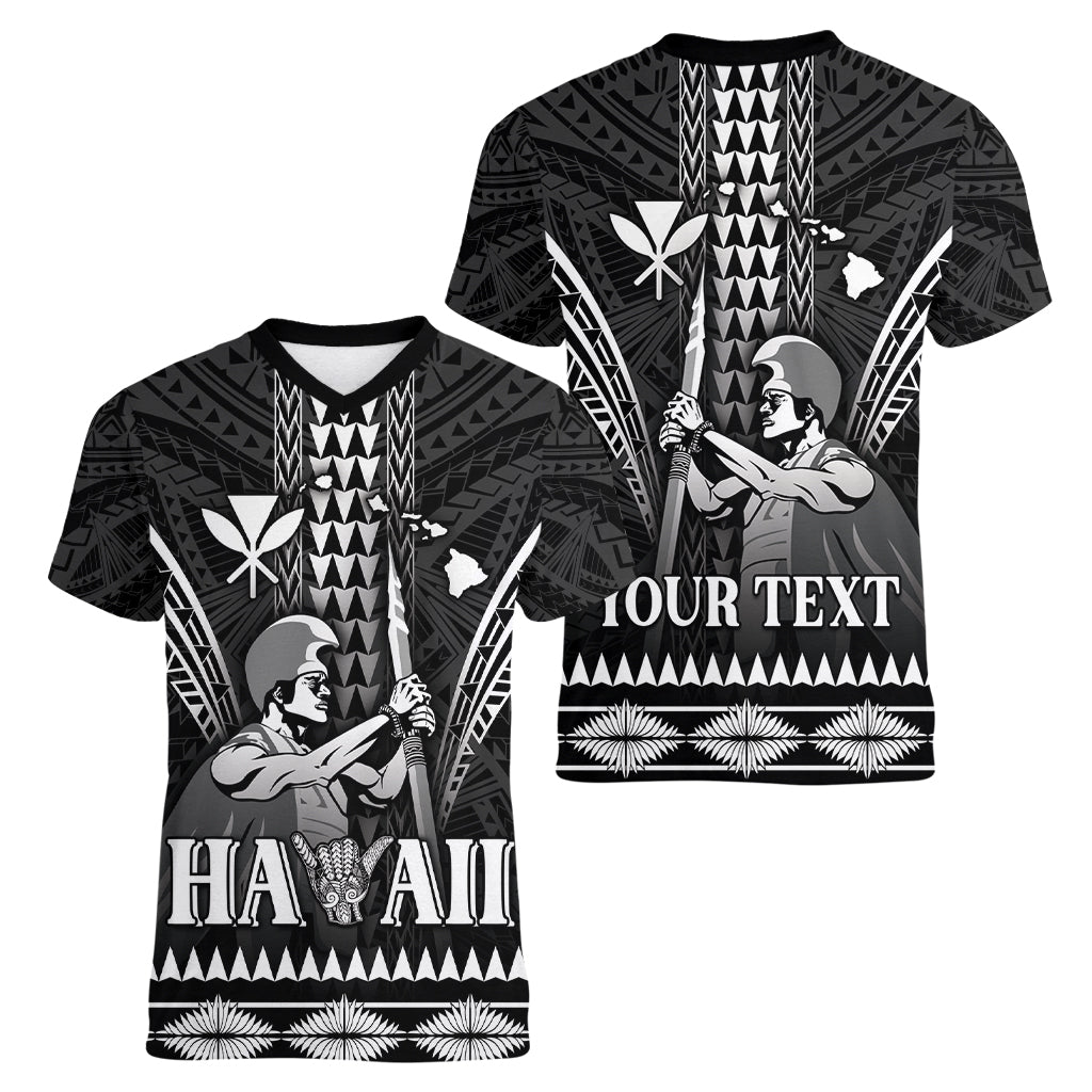 Personalised Hawaii Happy King Kamehameha Day Women V-Neck T-Shirt Kakau Pattern